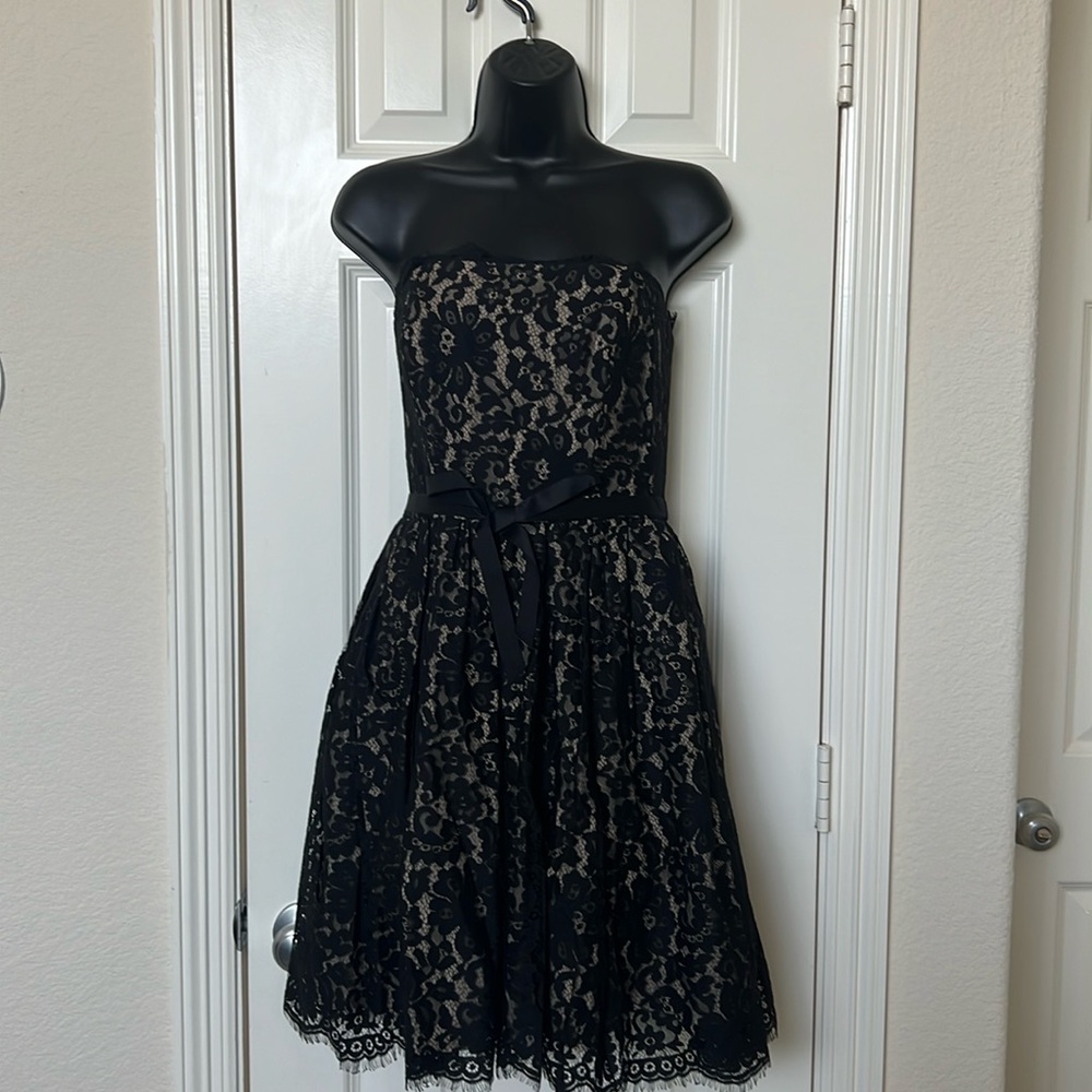 NWT Black strapless lace dress, cocktail style.